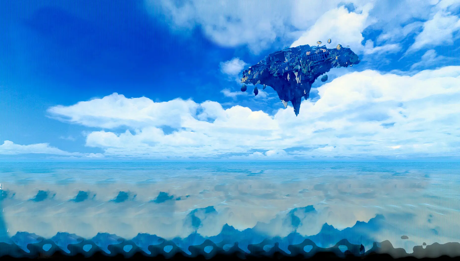 A screenshot of a Neon White Landscape.